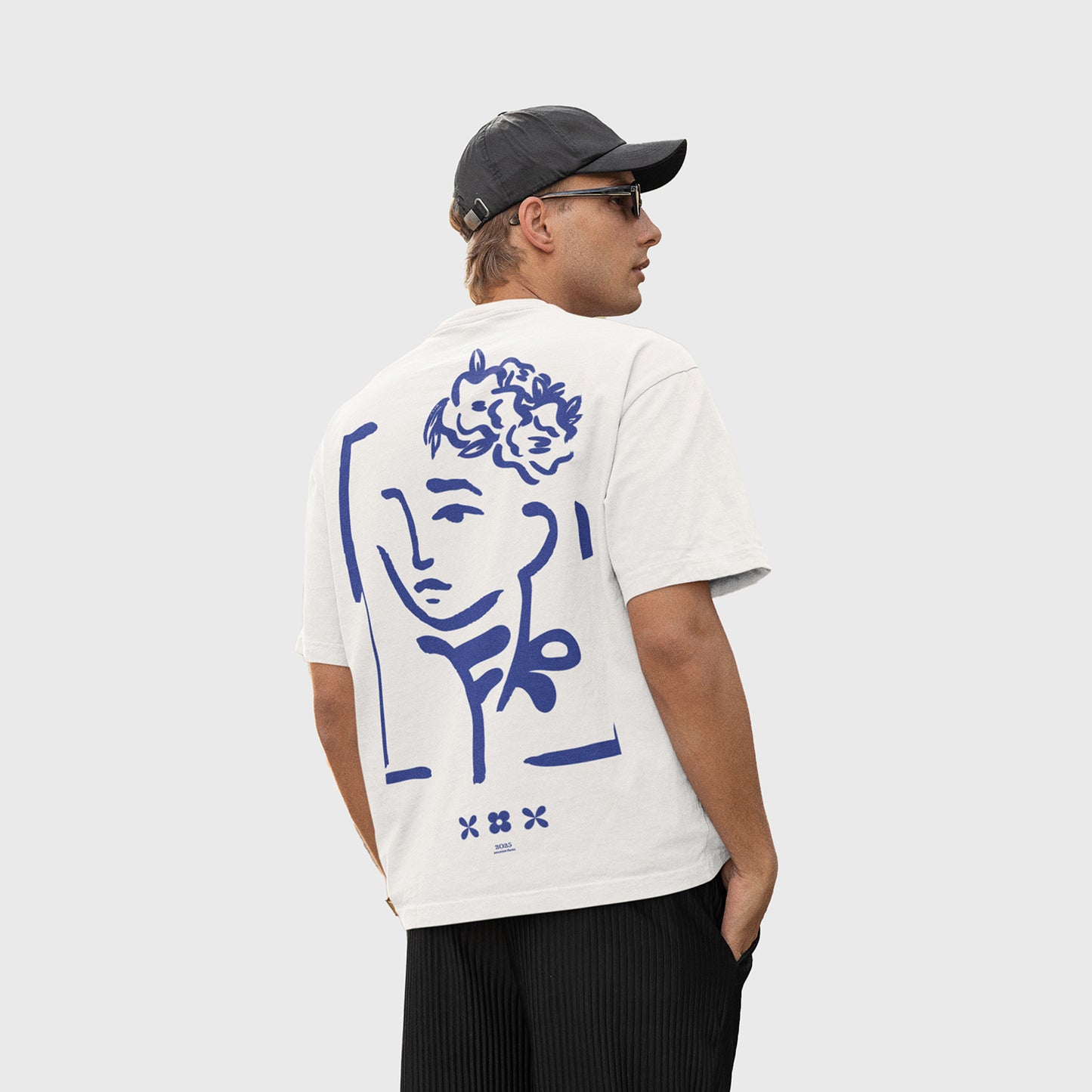 BLUE FLOWERS WHITE SHIRT